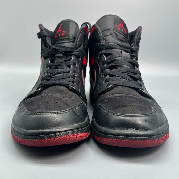 Jordan 1 Mid Last Shot Athletic Sneakers Mens 10.5 Black Leather Lace Up Mid Top main image 10